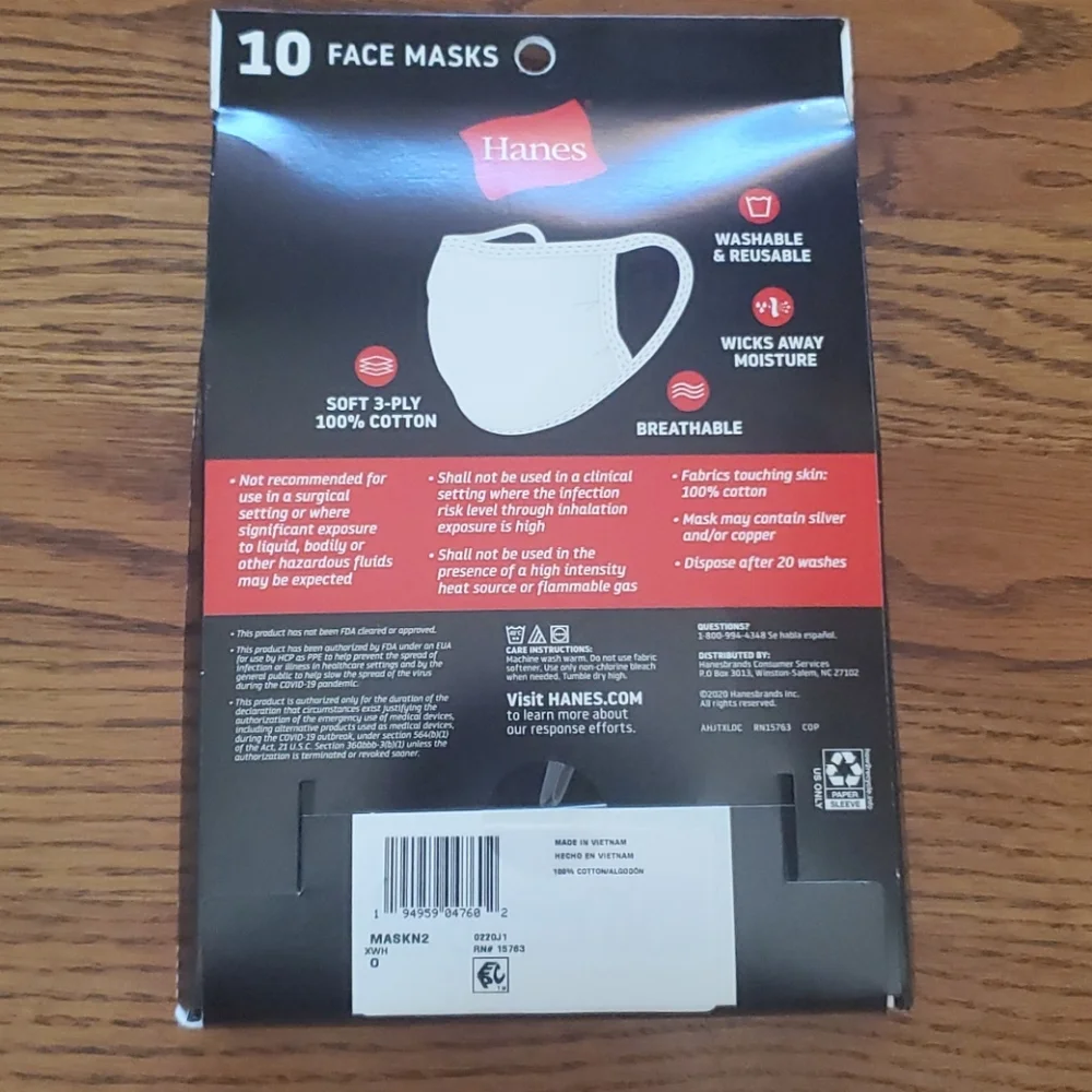 Hanes brand adult face masks
